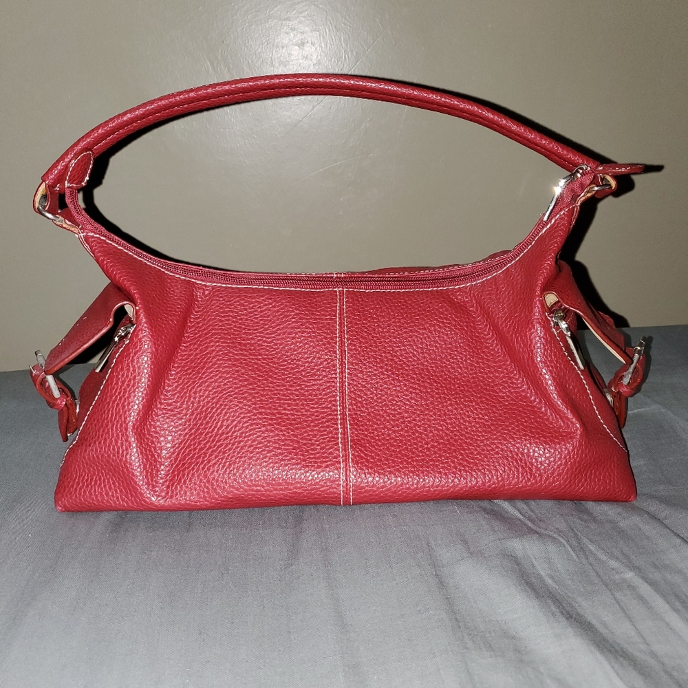 Red Pebbled Leather Handbag